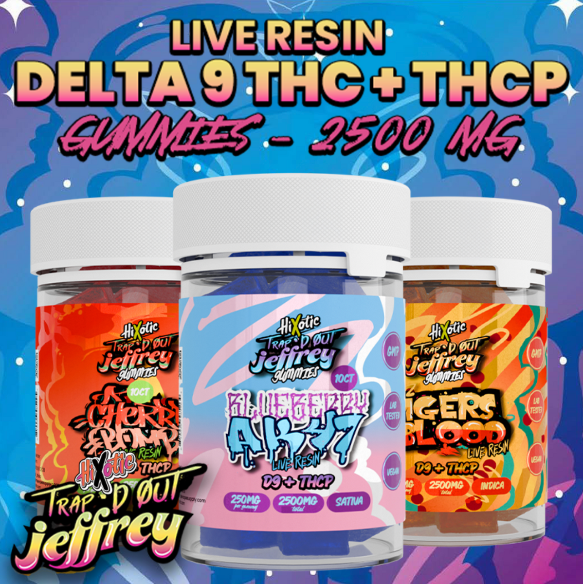 Hixotic - Trap'd Out Jeffrey Gummies D9 + THCP 2500mg – Rolling