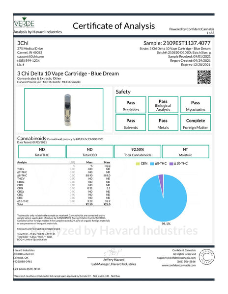 3Chi delta-10 THC Vape Cartridge