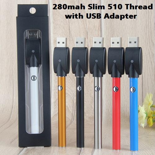 280mAh Slim Style Push Button Battery and USB Adapter